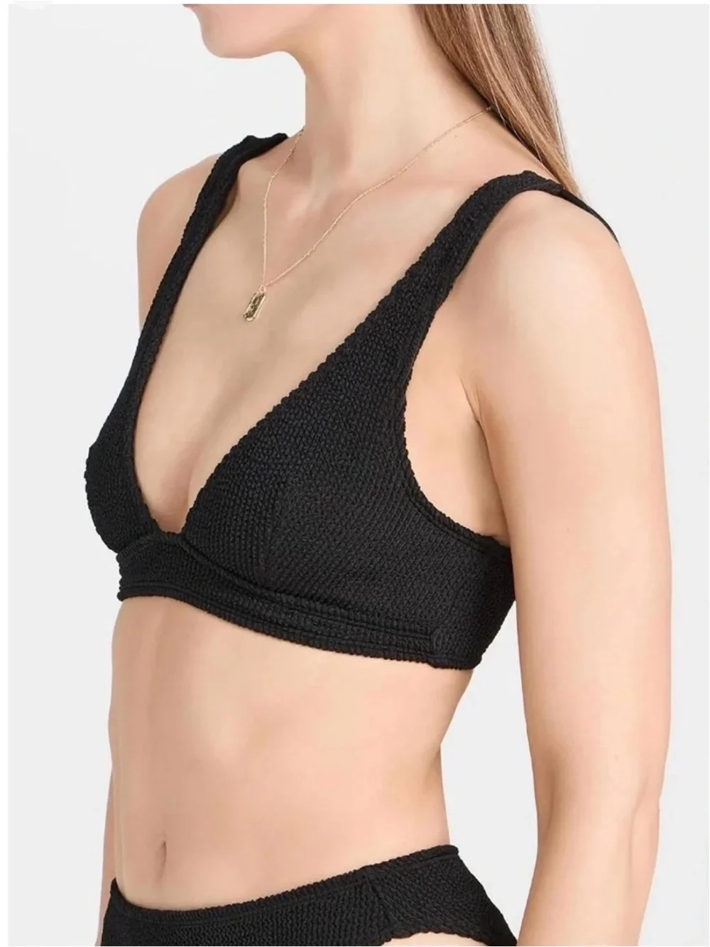 GOOD AMERICAN Black Always Fits Triangle Bikini Top